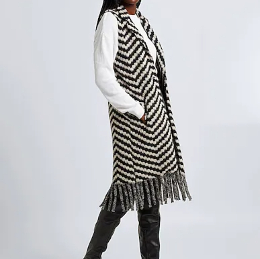 8 by Yoox Long fringe retro zig zag  Wool Blend vest  Italy